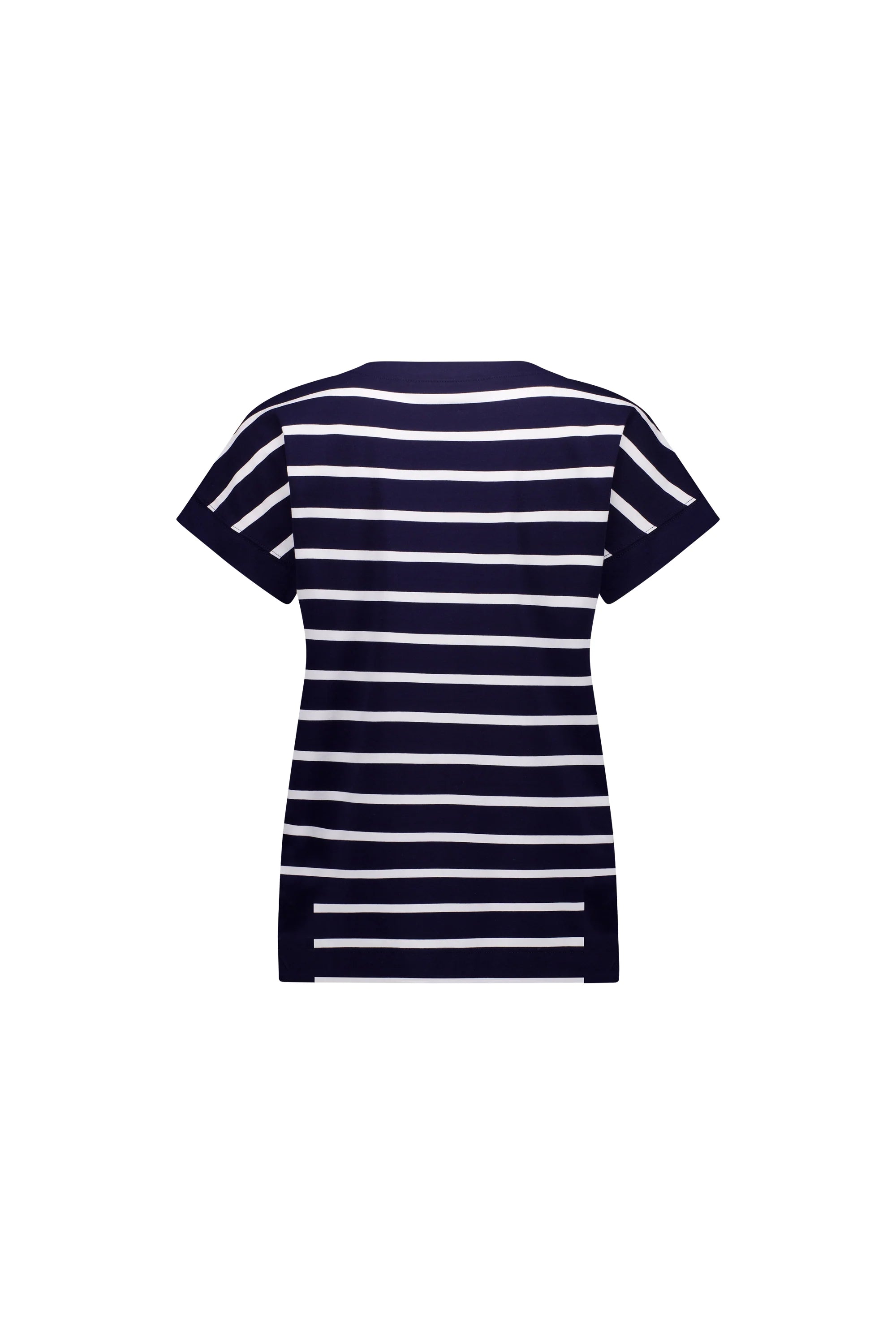 Drop Sleeve Top Stepped Hem - Ink/White Stripe - VASSALLI Top NZ LUMA