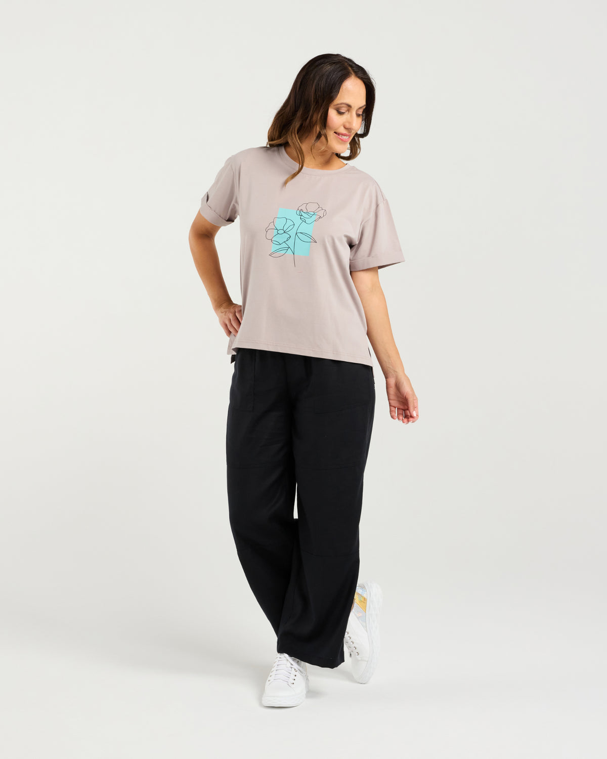 Elena T-Shirt - Grey - Zafina Top NZ LUMA