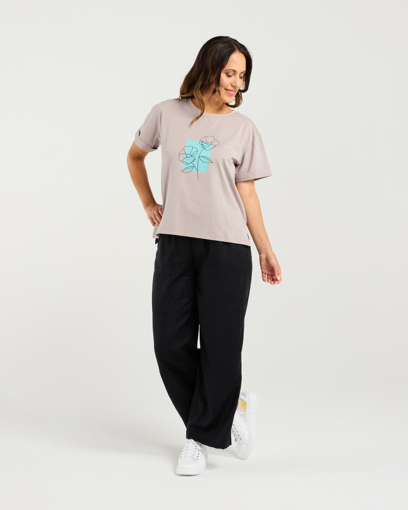Elena T-Shirt - Grey - Zafina Top NZ LUMA