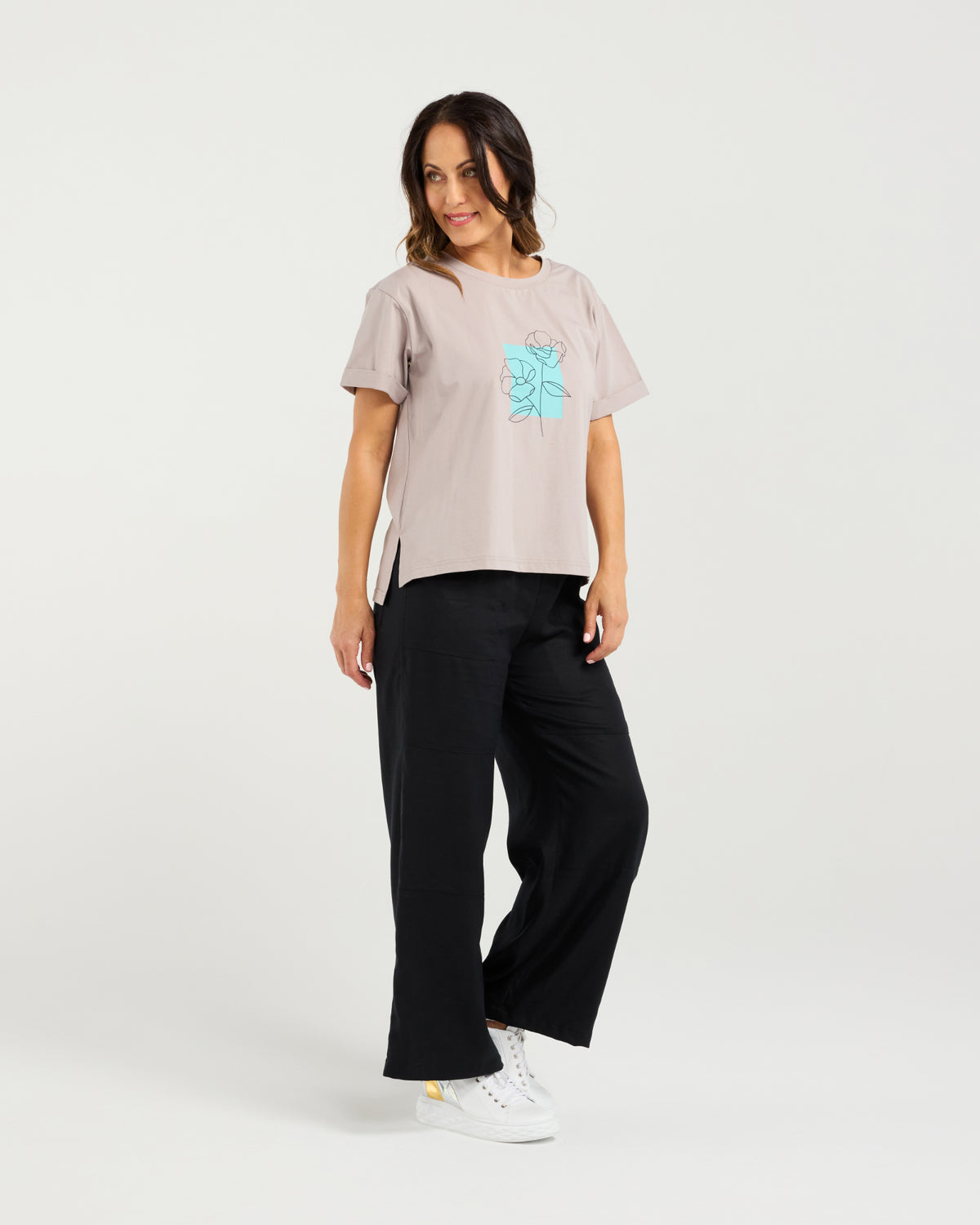 Elena T-Shirt - Grey - Zafina Top NZ LUMA