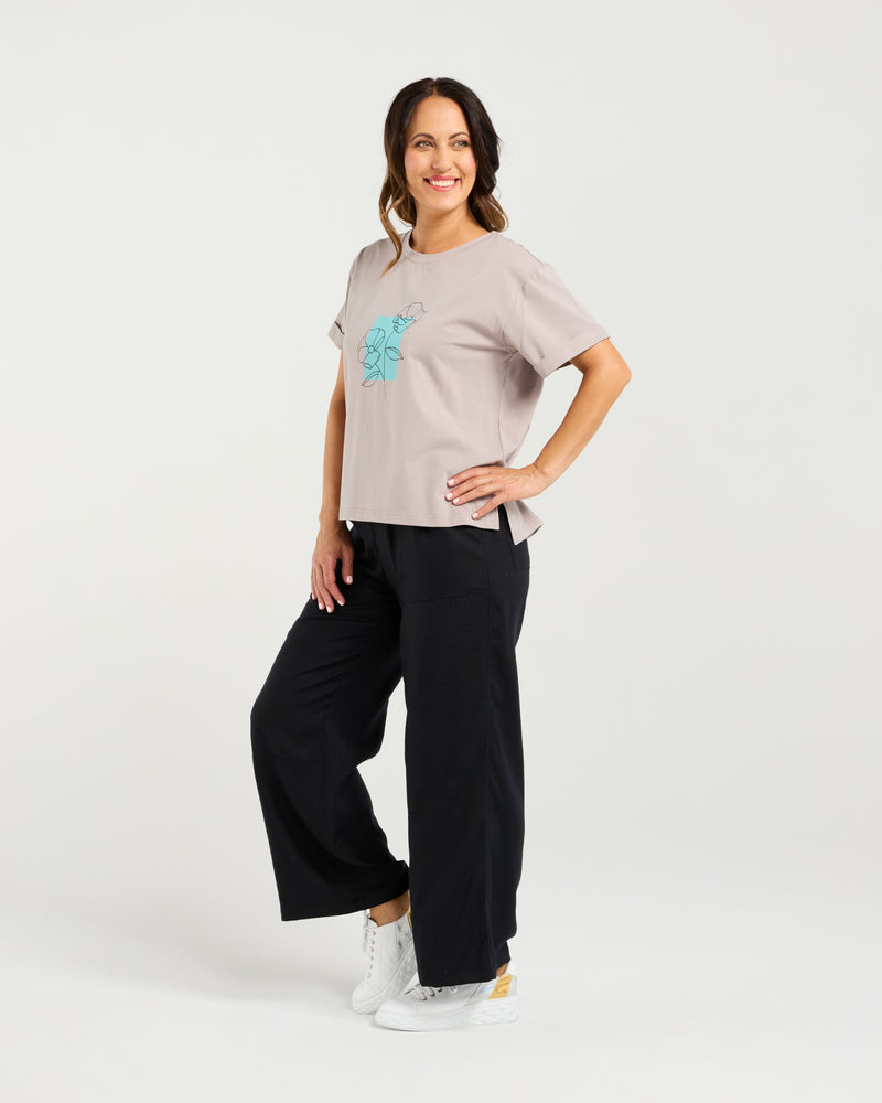 Elena T-Shirt - Grey - Zafina Top NZ LUMA