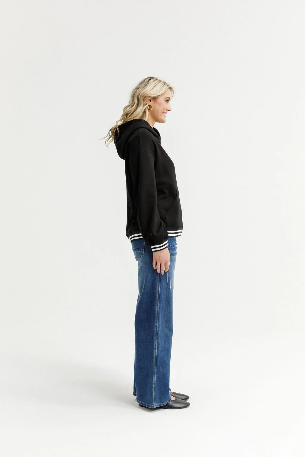 Elliot Hoodie - Alpine Weight - Black with Silver X and Stripe Cuffs -HOME LEE Top NZ LUMA