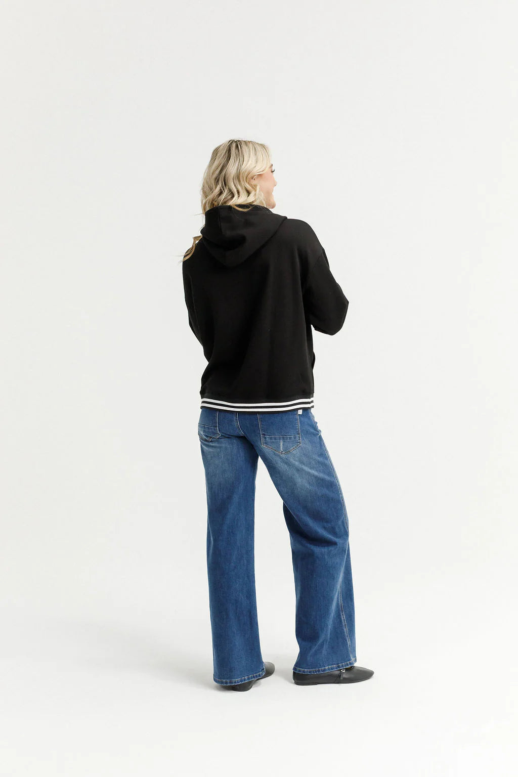 Elliot Hoodie - Alpine Weight - Black with Silver X and Stripe Cuffs -HOME LEE Top NZ LUMA
