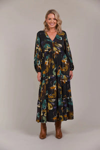 Elsie Maxi Dress - Botanical Black - EB&IVE Dress NZ LUMA