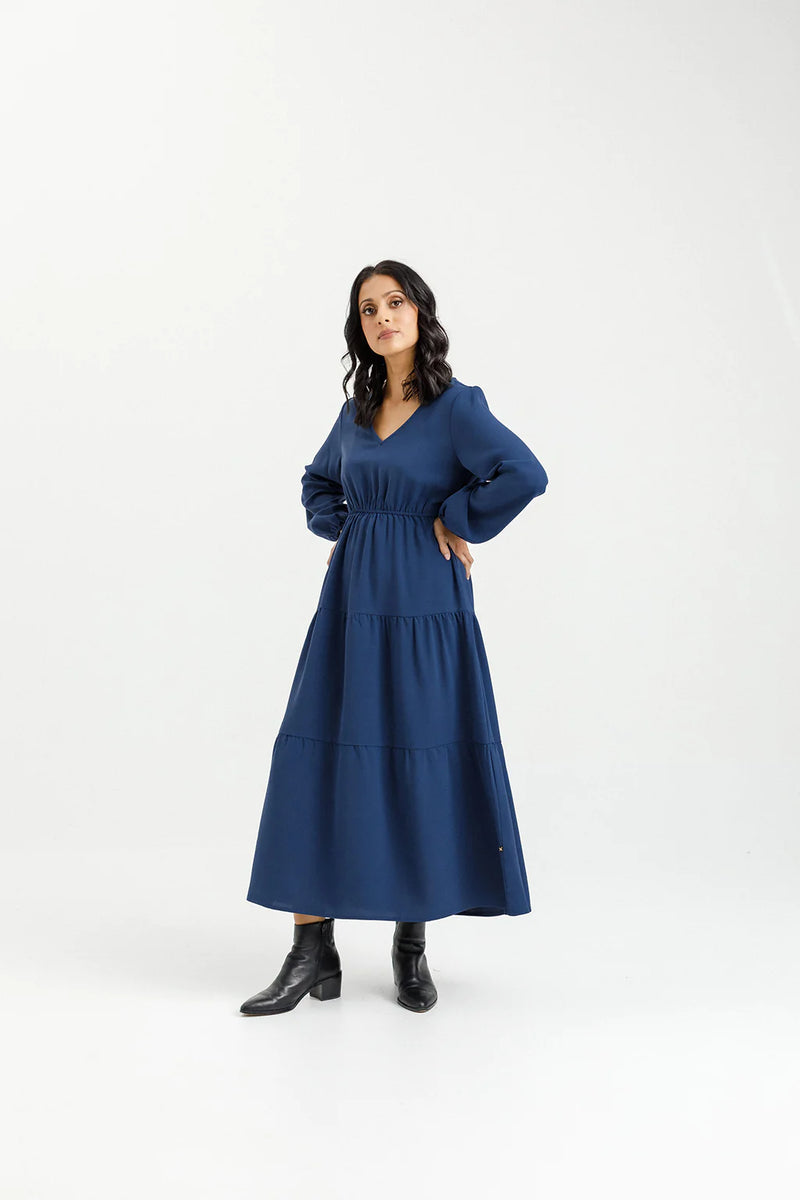 Flora Dress - Indigo Blue - HOME LEE Dress NZ LUMA