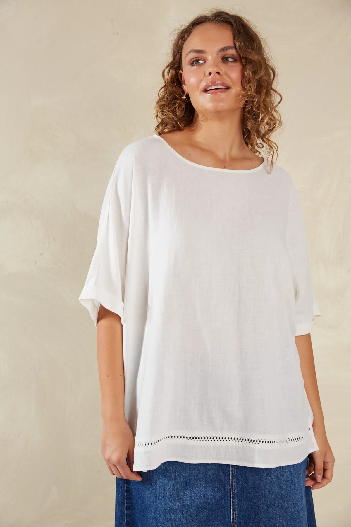 Florence Relaxed Top - Bianco - HAVEN Top One Size NZ LUMA