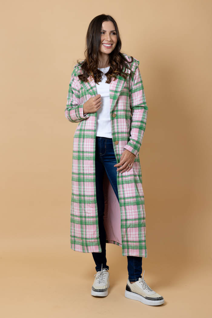 Gemma Coat - Pink Tartan - CHARLO Coat NZ LUMA