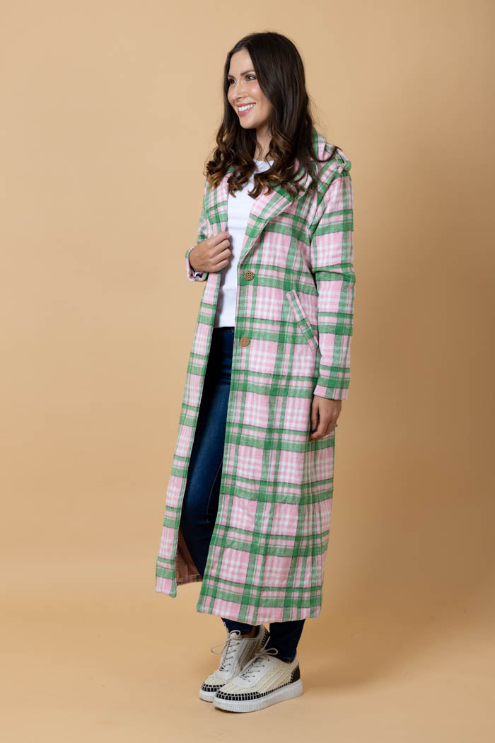 Gemma Coat - Pink Tartan - CHARLO Coat NZ LUMA