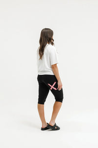 HOME LEE 3/4 Apartment Pants - Black w Cherry/Blush Squiggle Pant NZ LUMA
