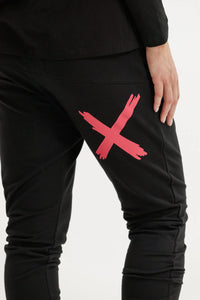 HOME-LEE Alpine Apartment Pants - Black with Coral X Pant NZ LUMA