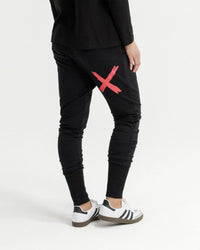 HOME-LEE Alpine Apartment Pants - Black with Coral X Pant NZ LUMA