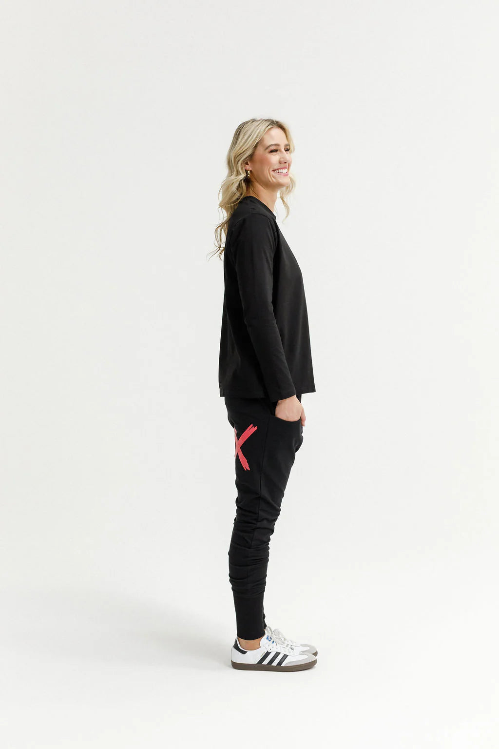 HOME-LEE Alpine Apartment Pants - Black with Coral X Pant NZ LUMA