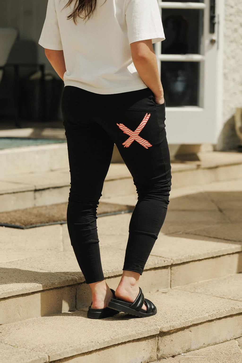 HOME LEE - Apartment Pant w Cherry/Blush Squiggle Pant 12 14 16 10 6 8 Black NZ LUMA