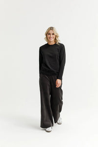 HOME-LEE Sawyer Wide Leg Pants - Graphite Pant NZ LUMA