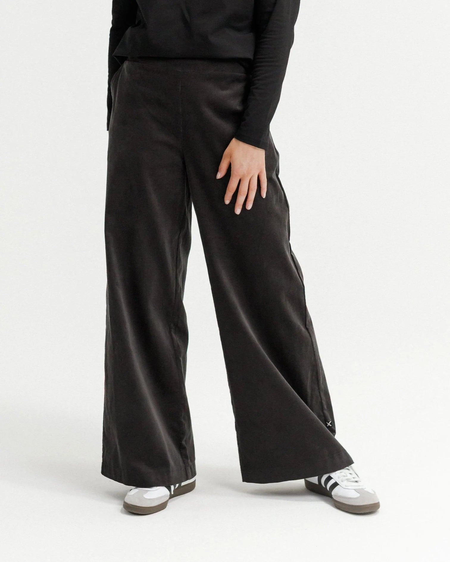 HOME-LEE Sawyer Wide Leg Pants - Graphite Pant NZ LUMA