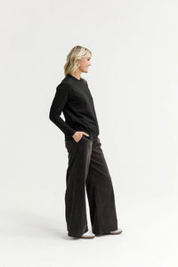 HOME-LEE Sawyer Wide Leg Pants - Graphite Pant NZ LUMA