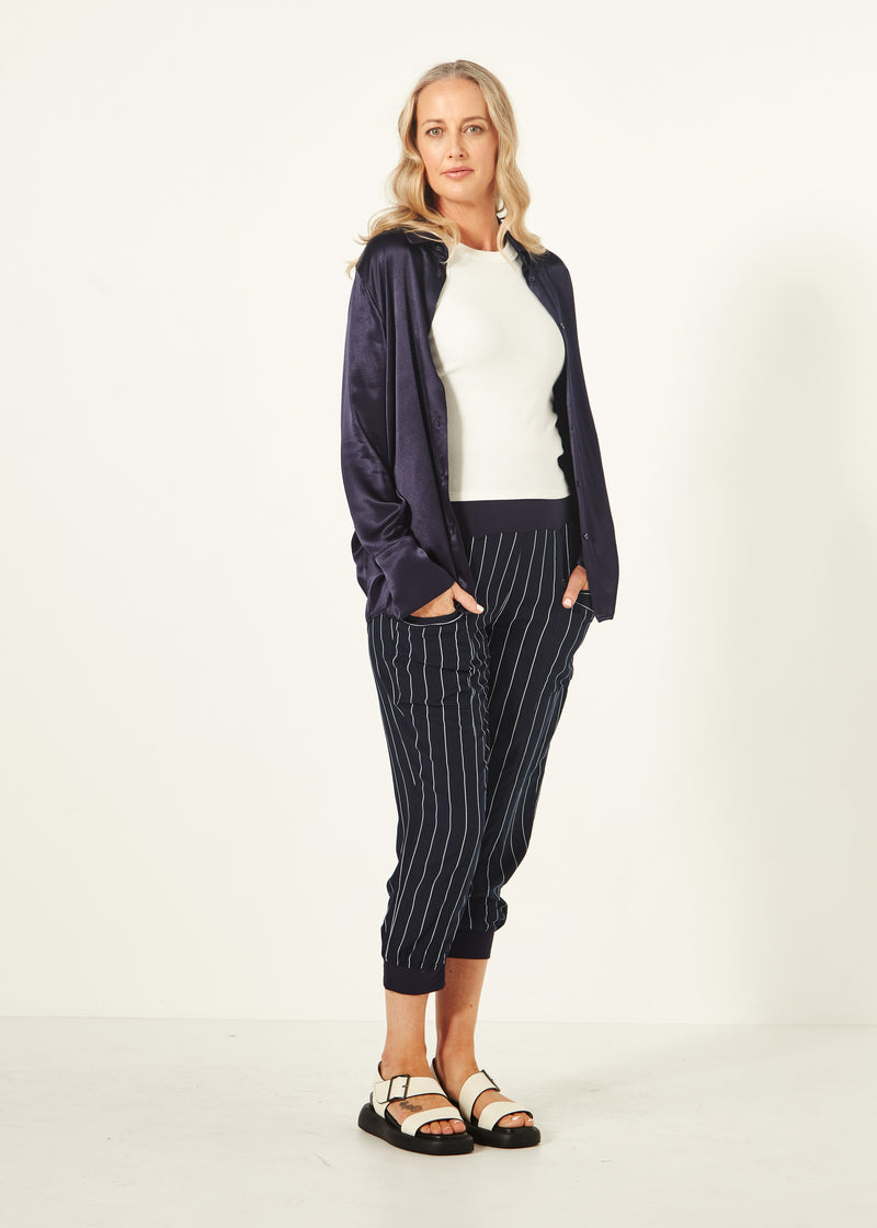 Harem Pant - Navy Stripe - LEMON TREE Pant NZ LUMA