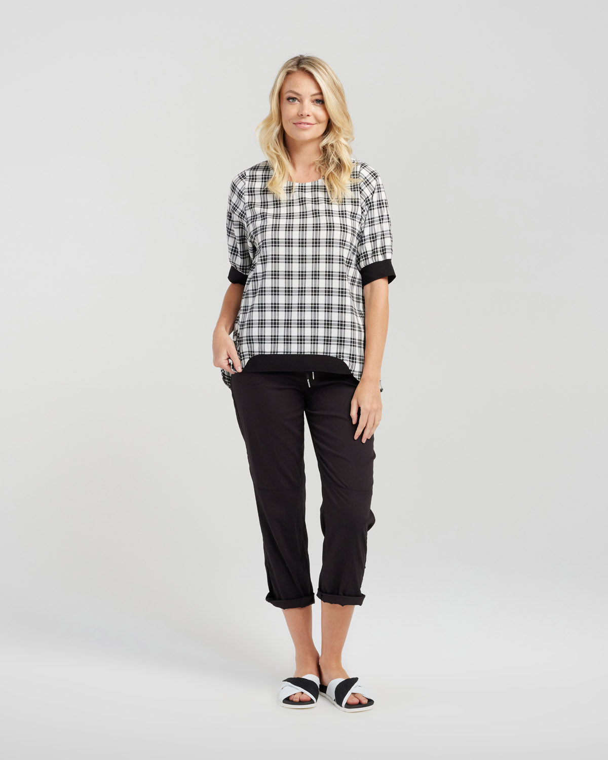 Havana Top - Black Plaid - ZAFINA Top 14 16 18 10 20 12 NZ LUMA