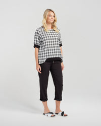 Havana Top - Black Plaid - ZAFINA Top NZ LUMA