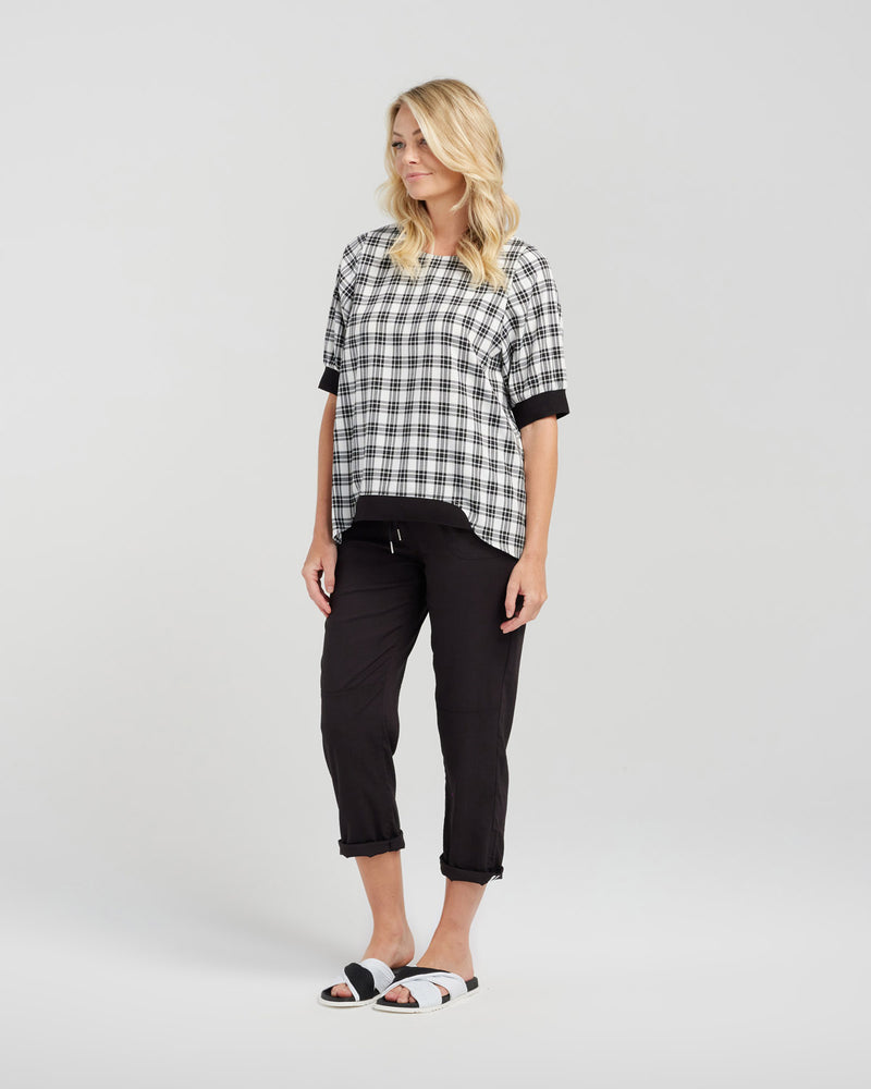 Havana Top - Black Plaid - ZAFINA Top NZ LUMA