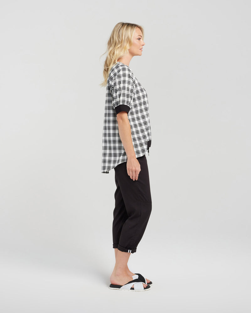 Havana Top - Black Plaid - ZAFINA Top NZ LUMA