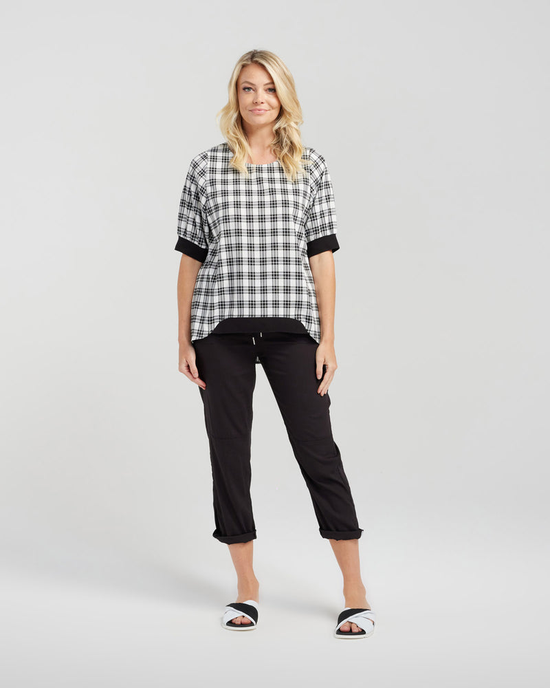 Havana Top - Black Plaid - ZAFINA Top NZ LUMA