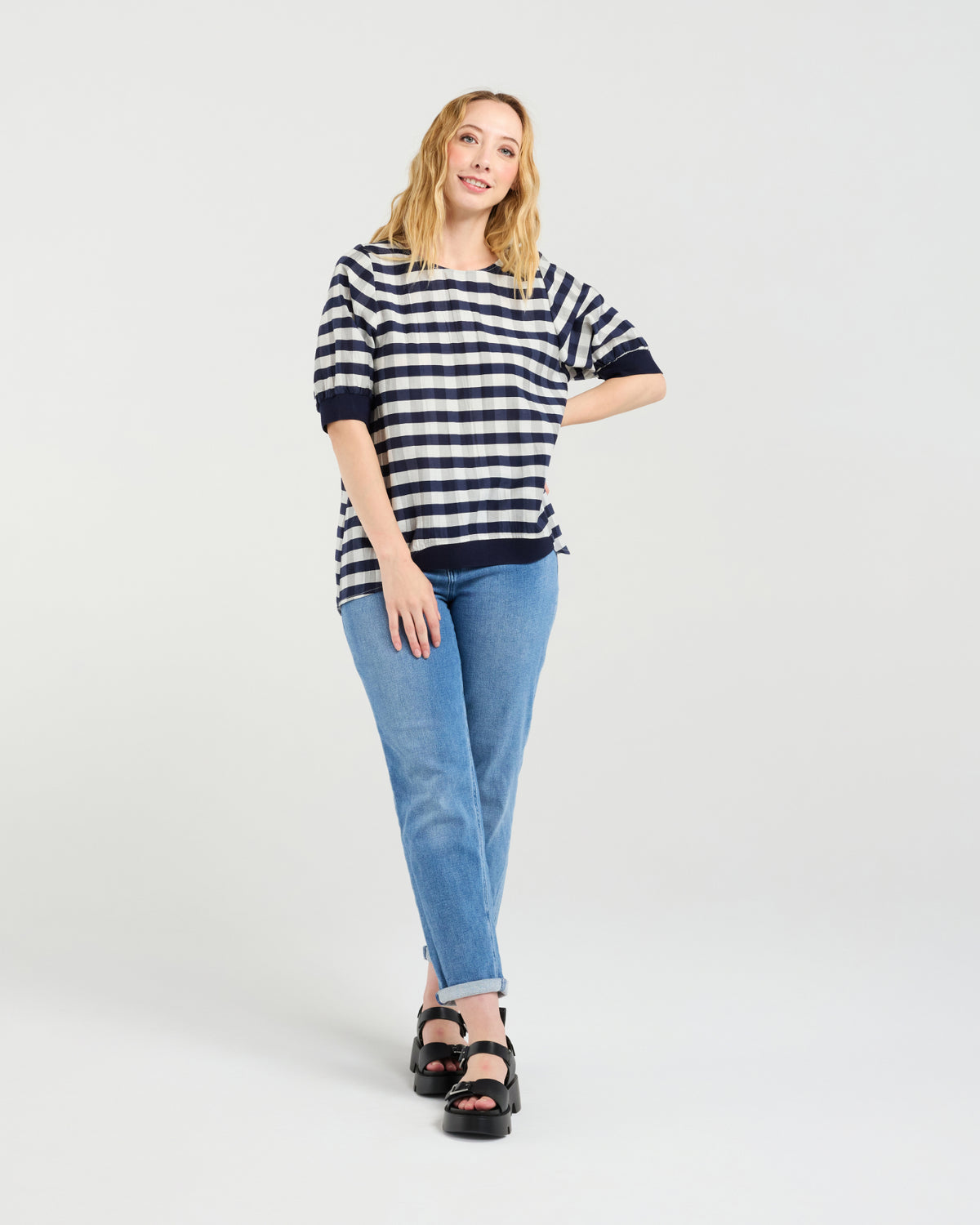 Havana Top - Navy Check - ZAFINA Top NZ LUMA