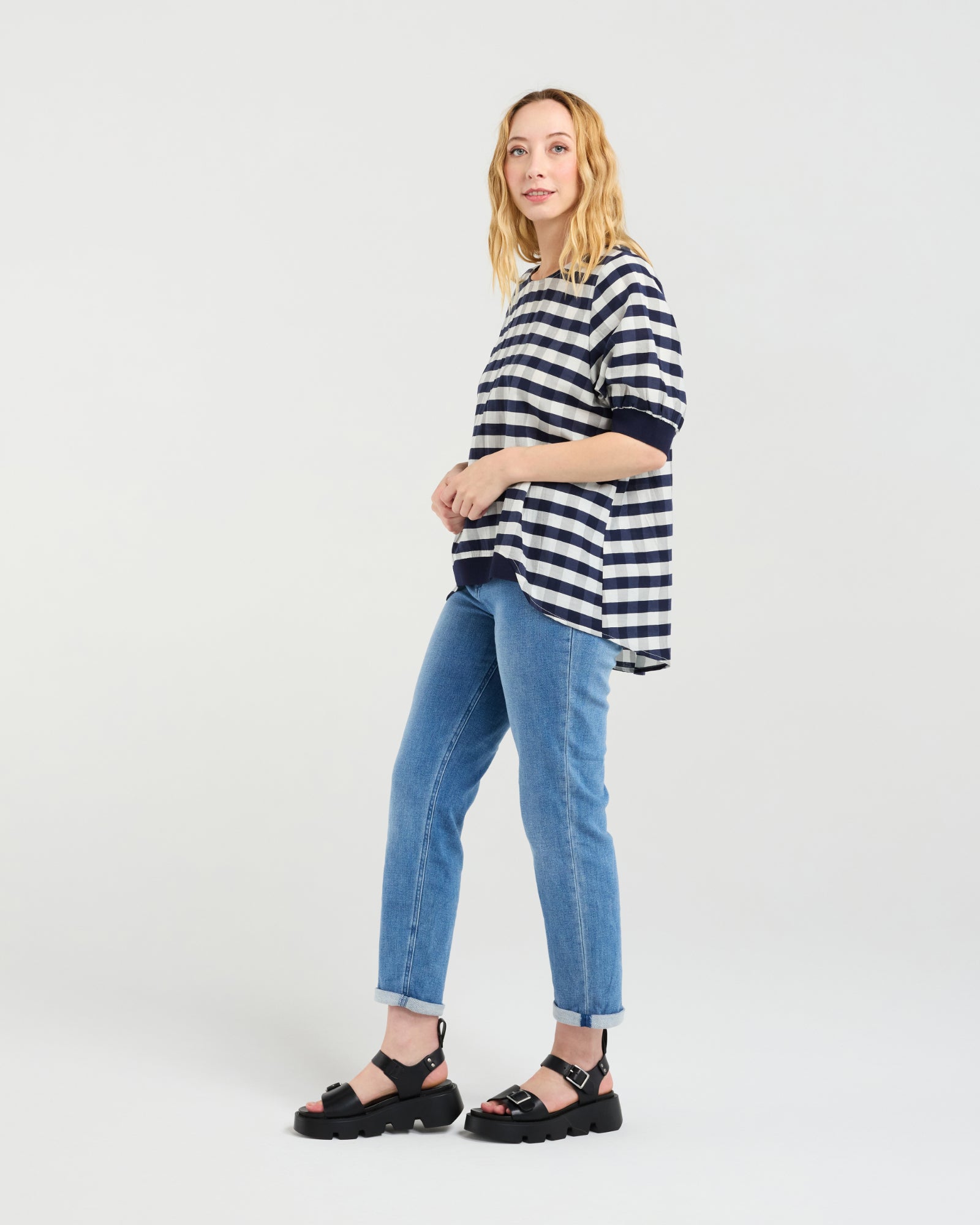 Havana Top - Navy Check - ZAFINA Top NZ LUMA