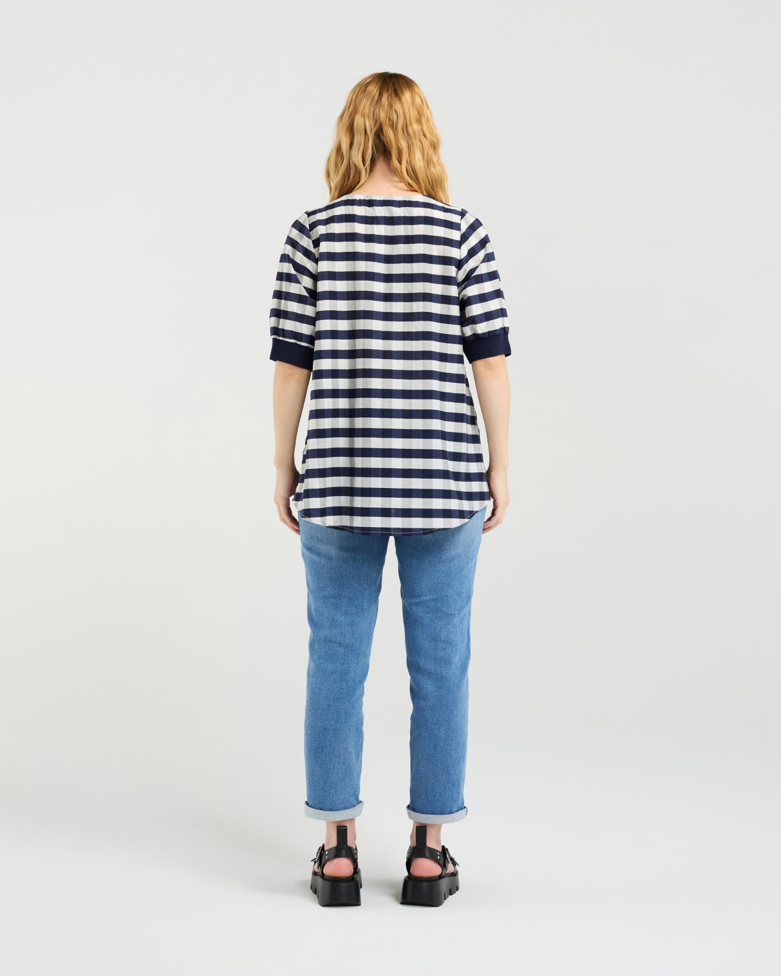 Havana Top - Navy Check - ZAFINA Top NZ LUMA