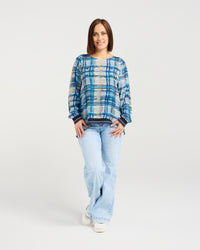 Havana Top - Ocean Plaid - ZAFINA Top NZ LUMA
