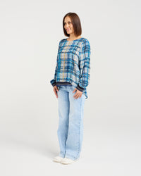 Havana Top - Ocean Plaid - ZAFINA Top NZ LUMA