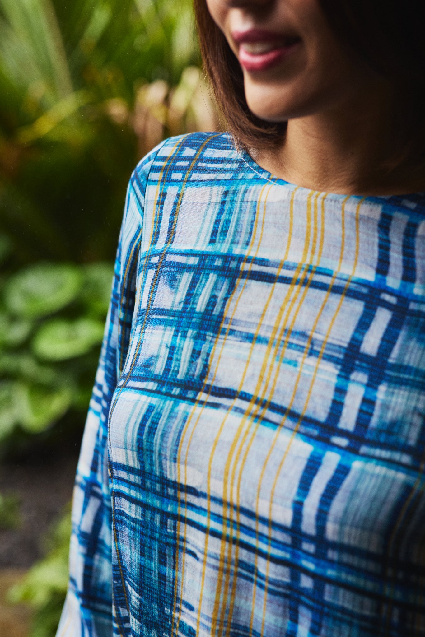 Havana Top - Ocean Plaid - ZAFINA Top NZ LUMA