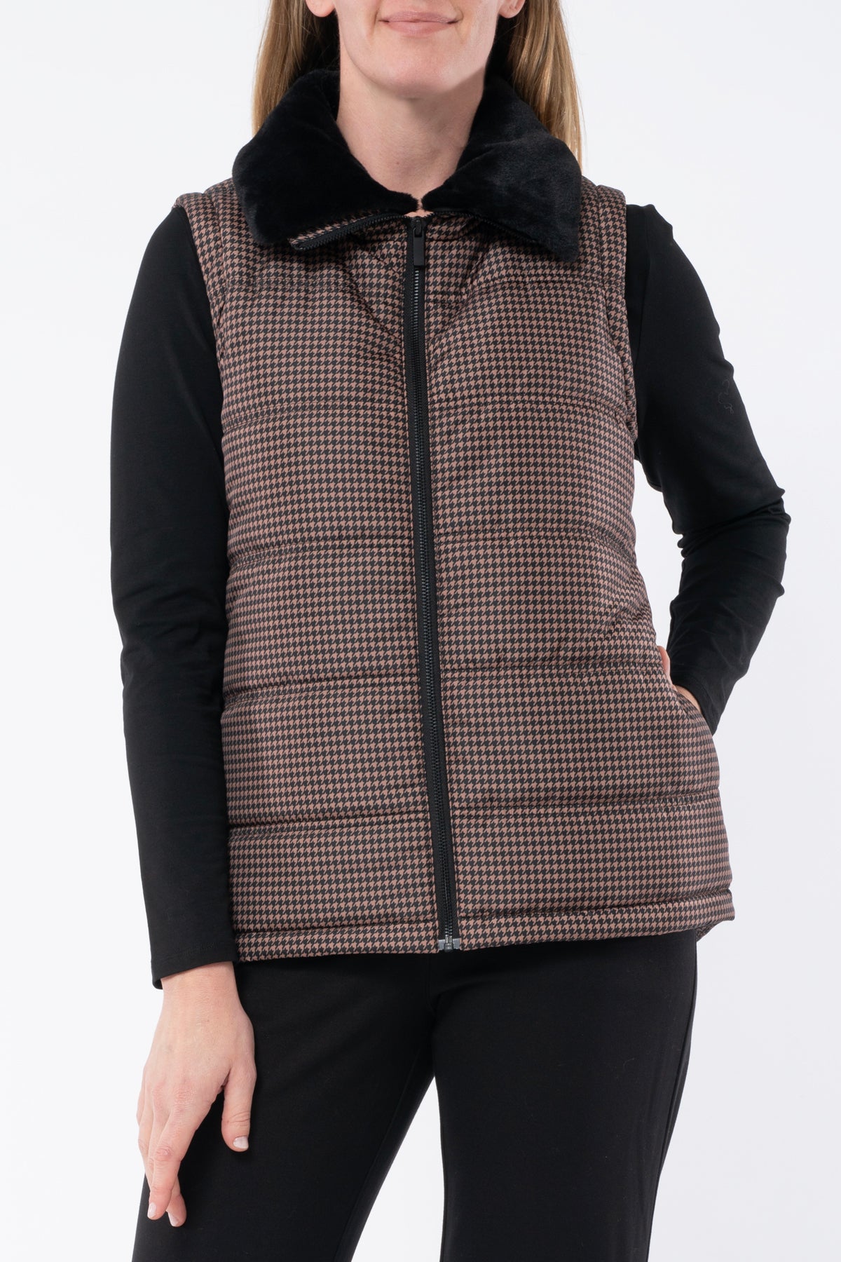 Houndstooth Puffer Vest - JUMP