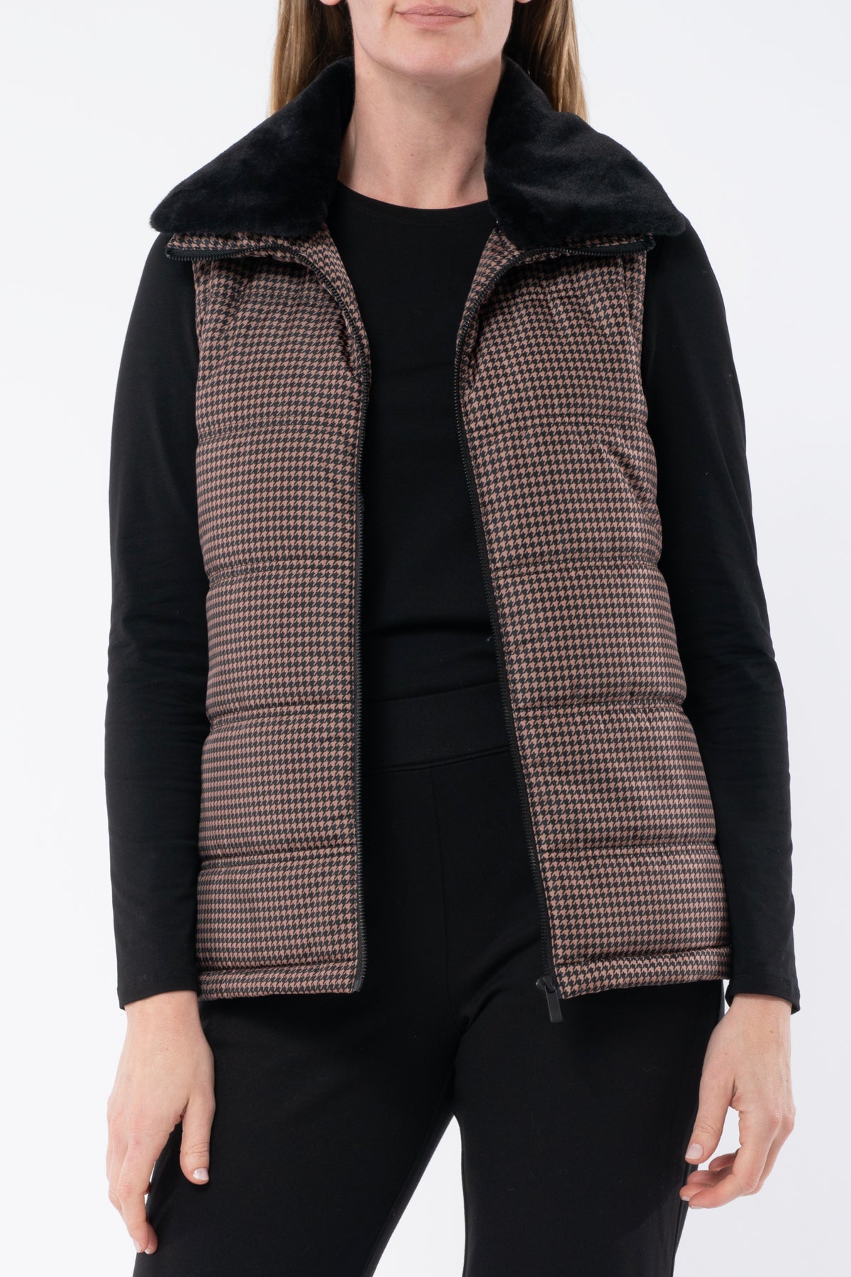 Houndstooth Puffer Vest - JUMP