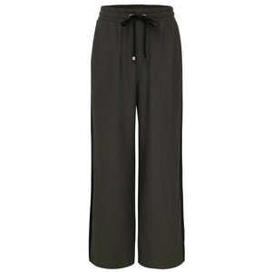 Indiana Wide Leg Pants - Dark Chocolate w Satin - MOKE Pant NZ LUMA