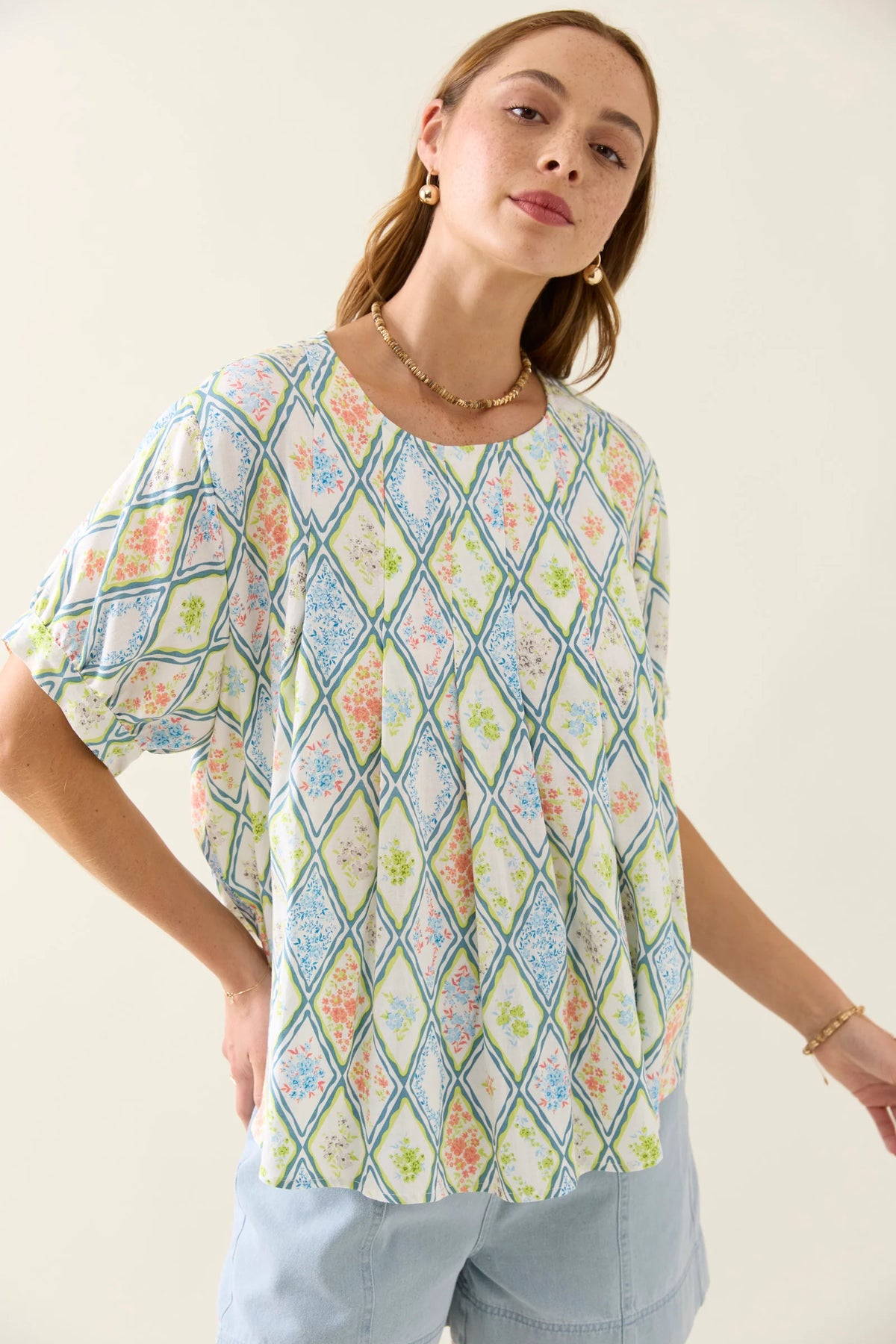 Ingrid Pleat Top - Tile- ISLE OF MINE Top NZ LUMA