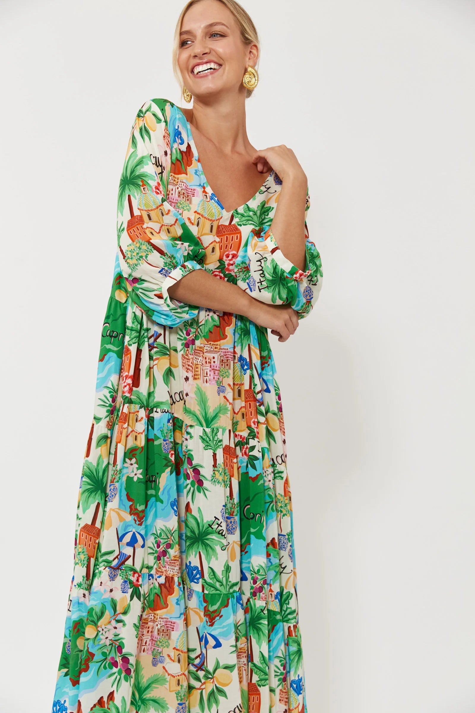 Isola Tiered Maxi Dress - Capri - HAVEN Dress NZ LUMA