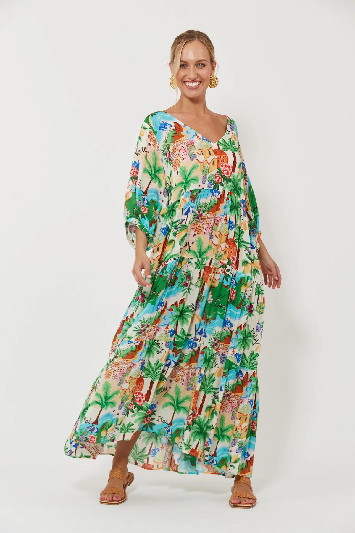 Isola Tiered Maxi Dress - Capri - HAVEN Dress NZ LUMA