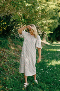 Ivy Midi Dress - Candy Apple Stripes - HOME LEE Dress NZ LUMA