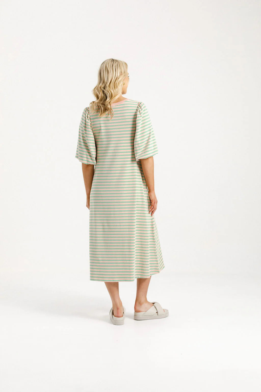 Ivy Midi Dress - Candy Apple Stripes - HOME LEE Dress NZ LUMA