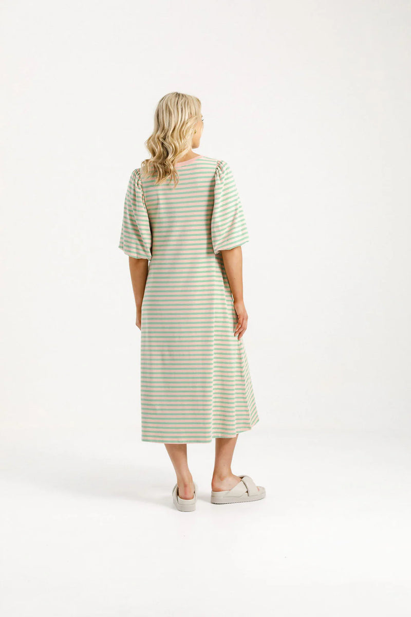 Ivy Midi Dress - Candy Apple Stripes - HOME LEE Dress NZ LUMA