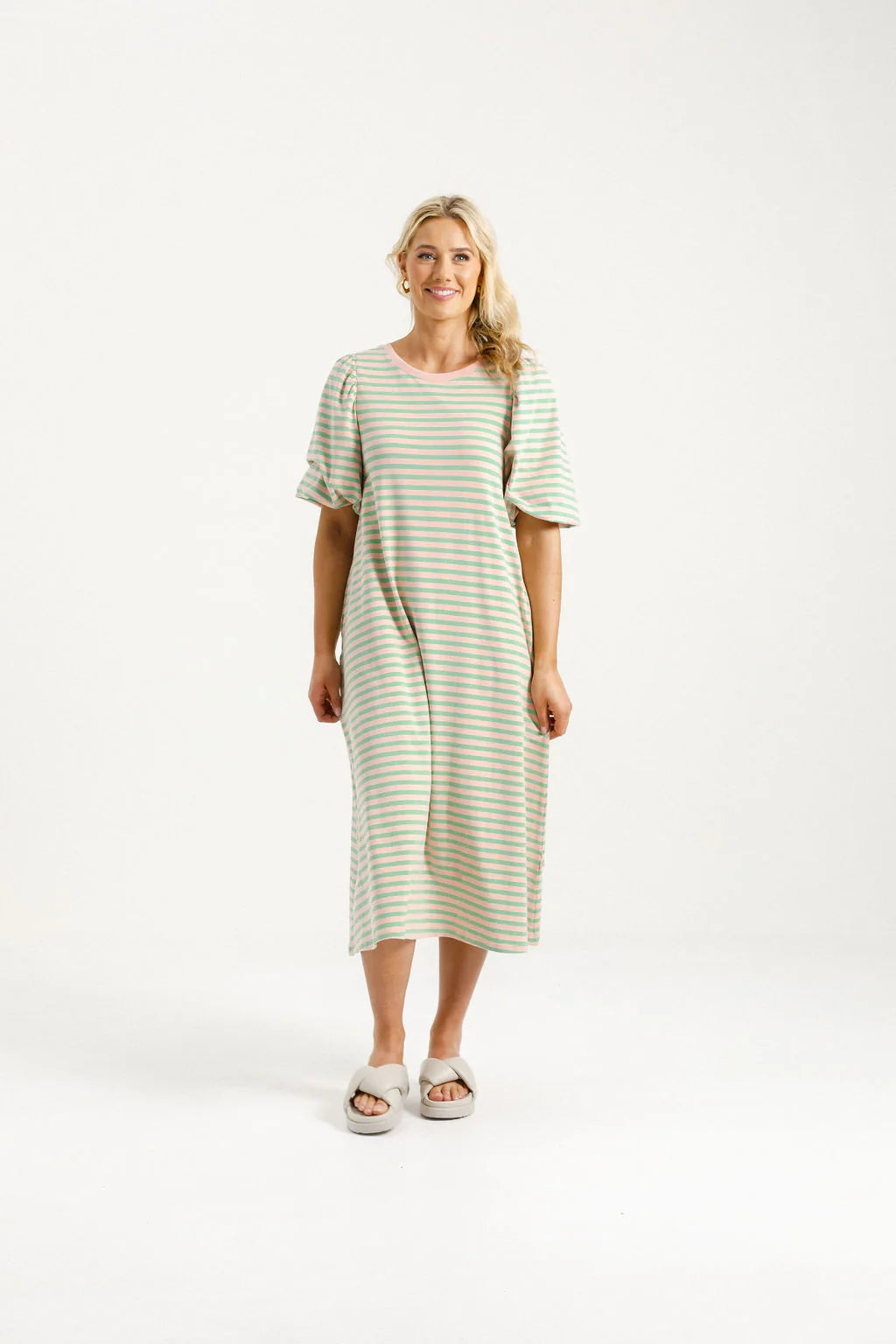 Ivy Midi Dress - Candy Apple Stripes - HOME LEE Dress NZ LUMA