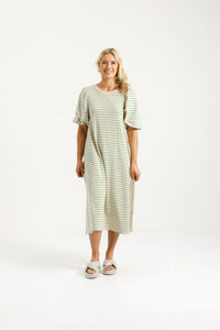 Ivy Midi Dress - Candy Apple Stripes - HOME LEE Dress NZ LUMA