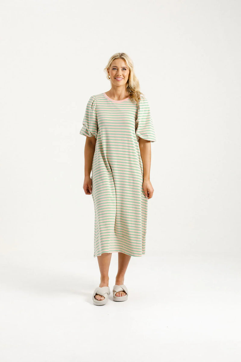Ivy Midi Dress - Candy Apple Stripes - HOME LEE Dress NZ LUMA