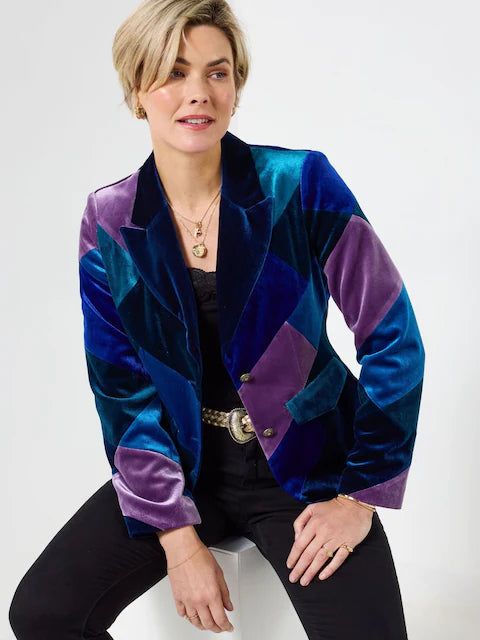JOE BROWNS - Perfectly Patchwork Boutique Velvet Jacket Coat NZ LUMA