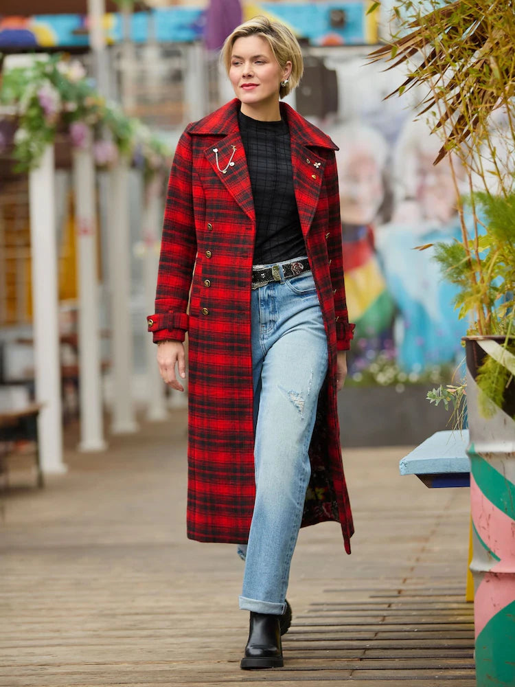 JOE BROWNS - Suzi Check Maxi Coat Coat NZ LUMA