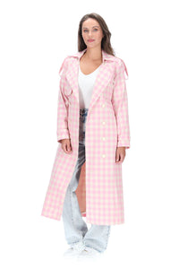 Jazzy Trench Coat Pink Check - CHARLO COAT NZ LUMA