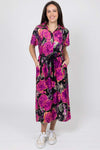 Jett Shirt Dress - Black Floral - CHARLO Dress NZ LUMA