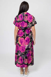 Jett Shirt Dress - Black Floral - CHARLO Dress NZ LUMA