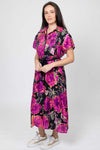 Jett Shirt Dress - Black Floral - CHARLO Dress NZ LUMA